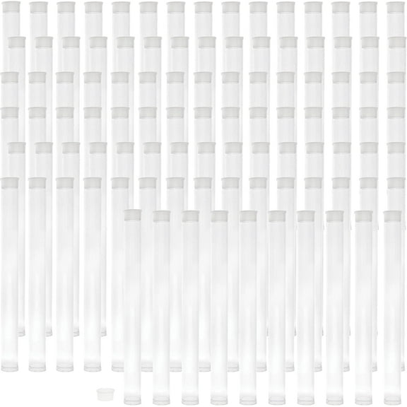 The Beadsmith Clear Plastic Tubes - 6-Inch-Long Round Tubes, 9/16 Inches in Diameter - Flat Caps - Use for Beads, Bath Salts, Wedding & Party Favors, Home or Office Storage - Bag of 100