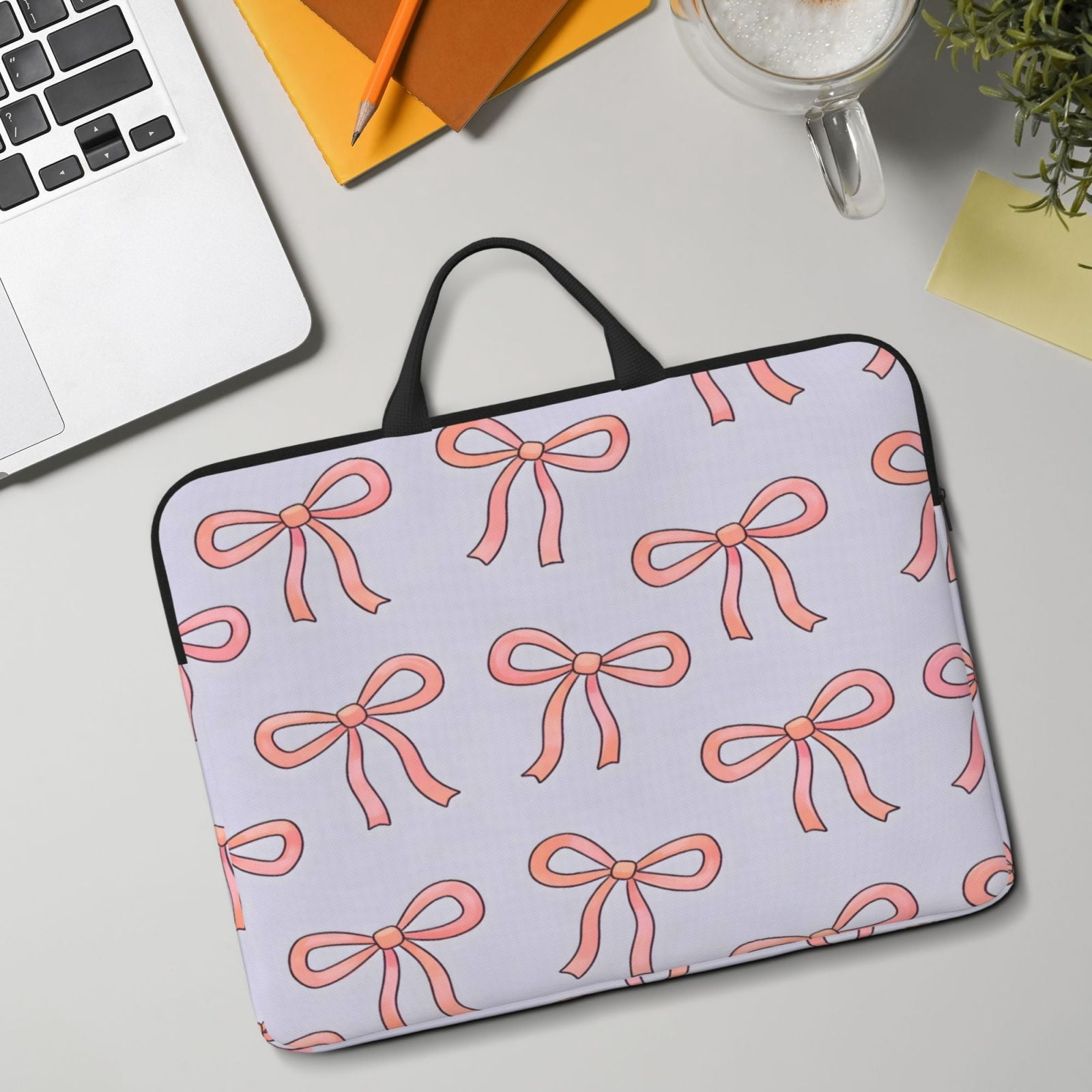 Laptop Sleeve Bag For Women Men 14inch Waterproof Durable Protective Computer Carrying Cover Handle Laptop Case Bag Pink Bow (3)