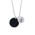 thumbnail image 2 of Delight Jewelry Acrylic 1 1/8" Disc Black Silvertone Script Initial Disc - P - Charm Necklace, 20"+3", 2 of 4