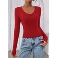 thumbnail image 2 of Remera PRETTYGARDEN 2025 Roja Crop Top de Manga Larga con Escote en V XXL, 2 of 8
