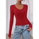 thumbnail image 2 of Remera PRETTYGARDEN Ajustada de Manga Larga Crop Top Rojo Talle S, 2 of 8