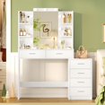 thumbnail image 1 of YANTONG Vanity Desk with 6 Drawers, 6 Open Shelves, Makeup Vanity with Mirror and Lights, Dressing Table with 3 Lighting Color Adjustable, Bedroom, White, 1 of 5