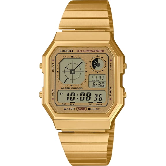 Casio A130WEG-9ACF Unisex Gold and Grey Digital Dial Vintage Watch