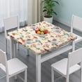 thumbnail image 3 of Red Mushroom Light Pattern Square Fitted Tablecloth with Elastic Edge,Square Table Cover,Washable Elastic Table Cover for Home Kitchen Party Decor 34"x34", 3 of 6