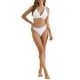 thumbnail image 2 of INSPIRAR CHIC Conjuntos de Bikini de Mujer con Escote en V y Cruce, 2 Piezas, Parte Inferior Triangular con Cuerda en la Espalda, Trajes de Baño Talla X-Large Blanca, 2 of 5