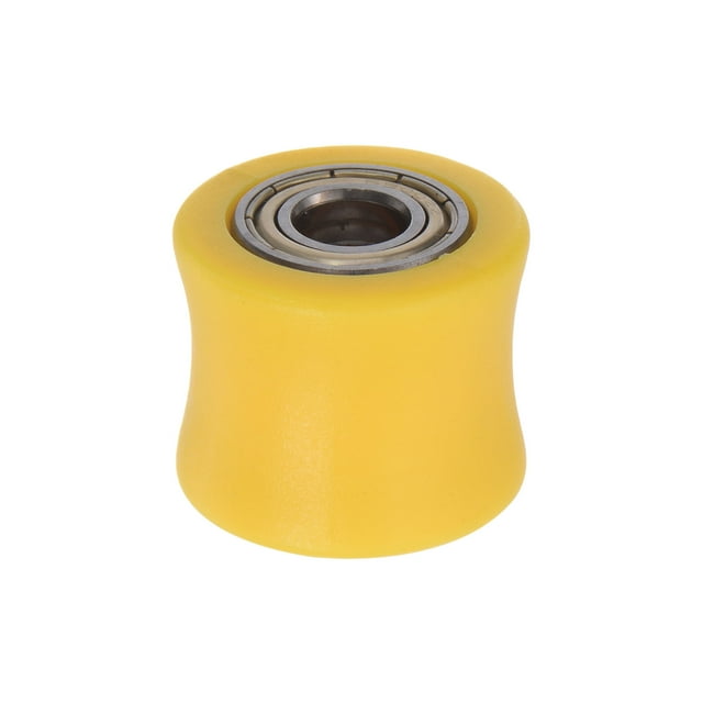 Unique Bargains 10mm Chain Roller Pulley Tensioner Wheel Guide Concave Type for Bike Sliding Door Yellow