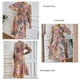 thumbnail image 5 of Vestido de manga larga con farol y dobladillo grande, decoración estampada, cuello redondo, vestido con lazo en la cintura para todas las estaciones, rojo M, 5 of 6