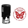 thumbnail image 1 of Printtoo Self Inking Custom Round Return Address Rubber Stamp Butterfly Monogram Personalized Stamper-Red, 1 of 1