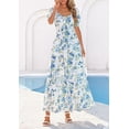 thumbnail image 4 of PRETTYGARDEN Women's Floral Boho Maxi Dresses Flowy Short Sleeve A Line Smocked Eyelet Summer Beach Vacation Clothes, 4 of 10