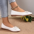 thumbnail image 4 of pwidon Women's Ballet Flats Slip On Flat Rhinestone Heart Bow Comfort Office Walking Casual Dress Shoes White 6.5, 4 of 6