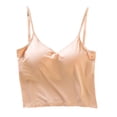thumbnail image 2 of YHAJDS Ribbed Tank Tops For Women Solid Color V Neck Short Length Thin Strap Built In Bra Bralette Sleeveless Top, 2 of 5