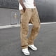 thumbnail image 2 of Pantalones cargo informales para hombre: múltiples bolsillos tejidos, color liso, estilo urbano, 2 of 7
