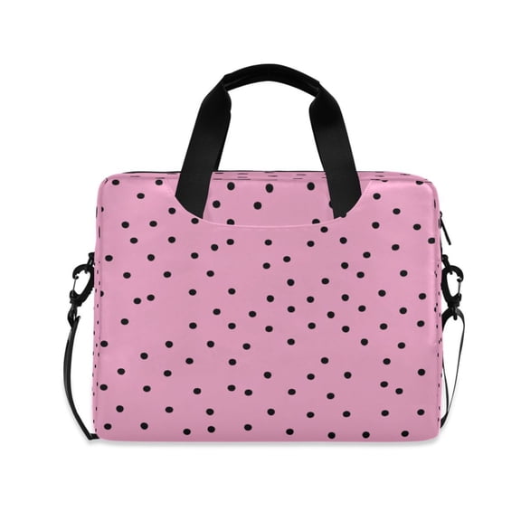 16inch Laptop Briefcase, Business Laptop Bag with Detachable Strap & Padded Compartment, Water-Resistant Polyester,A Pink Background with Dots