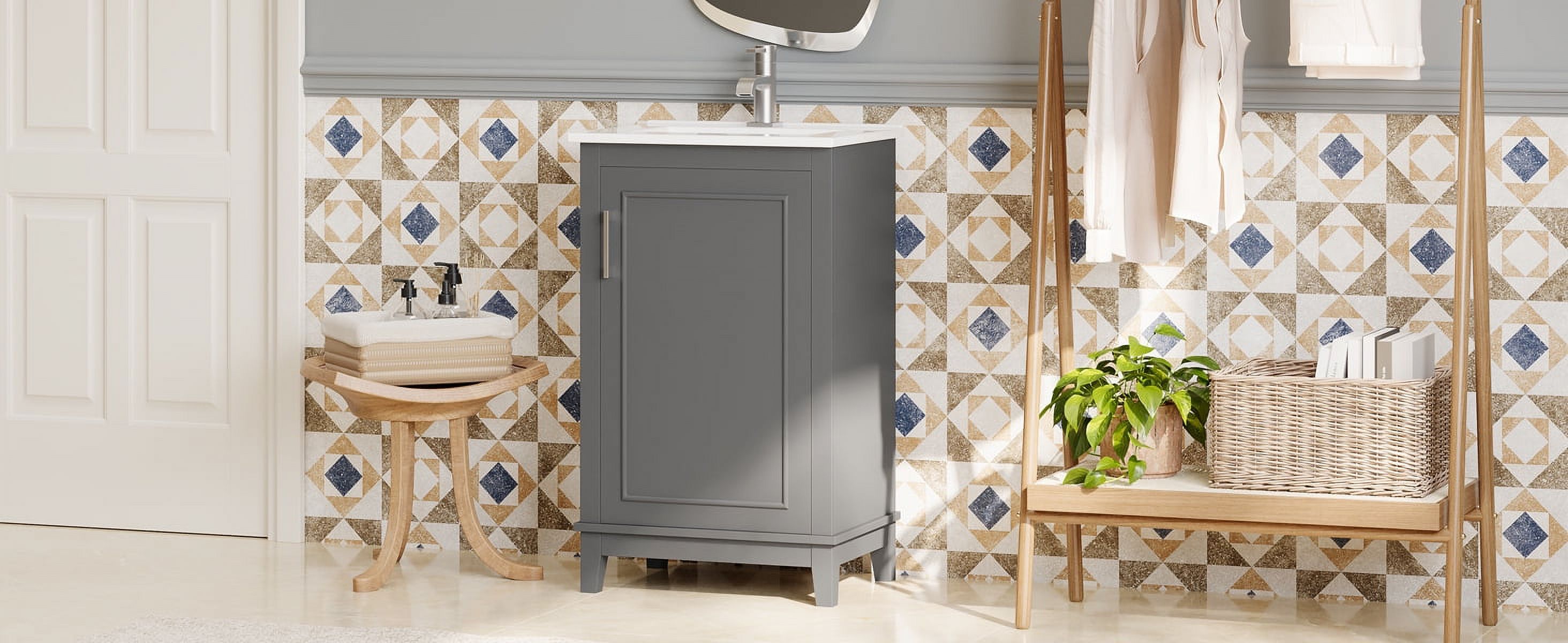MAYEERTY 20" Modern Small Bathroom Vanity Cabinet - With Ceramic Basin, Compact Design for Tiny Bathrooms