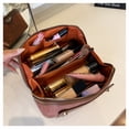 thumbnail image 5 of WANDF Travel Makeup Bag,Toiletry Bag for Women, Suede  Make Up Bag Cosmetic Organizer with Metal Zipper,Handling Bathroom Bag(Green), 5 of 10