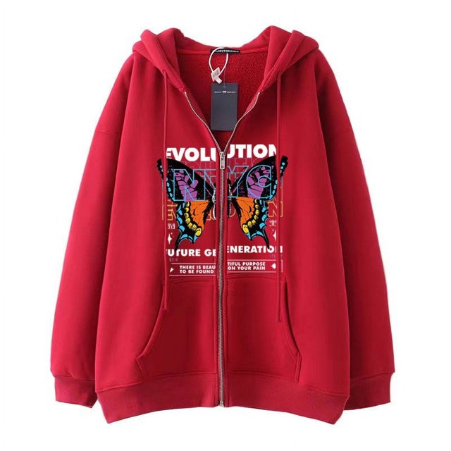Dark hip hop gótico Harajuku Y2k mariposa estampado de letras cremallera Sudadera con capucha hombres y mujeres Harajuku chaqueta sudadera