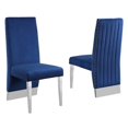 thumbnail image 1 of Chaises Latérales d'Appoint en Velours Capitonné Bleu Marine avec Détails Chromés Argentés (Ensemble de 2), 1 of 2