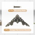thumbnail image 3 of Uxcell 4 Pack Vintage Flat Corner Bracket, 2" x 2" Metal Desk Corner Protectors Zinc Alloy Decorative Edge Cover with Screw for Furniture Jewelry Box Gifts Box, Bronze, 3 of 6