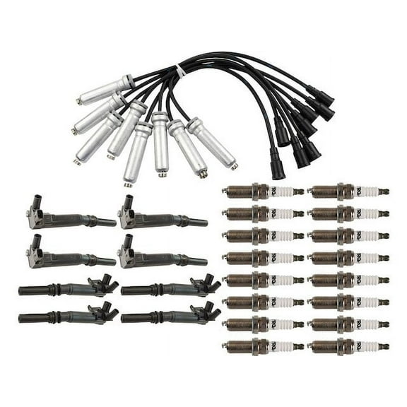 Ignition Coil Spark Plug and Wire Set 25 Piece - Compatible with 2017 Ford F-250 Super Duty 6.2L V8