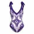 thumbnail image 7 of ZQGJB Sexy One Piece Tankini Swimsuit with Chiffon Wrap Around Long Skirt for Women Vintage Summer Floral Printed Tummy Control Bathing Suit 2 Piece Set(Purple,L), 7 of 7