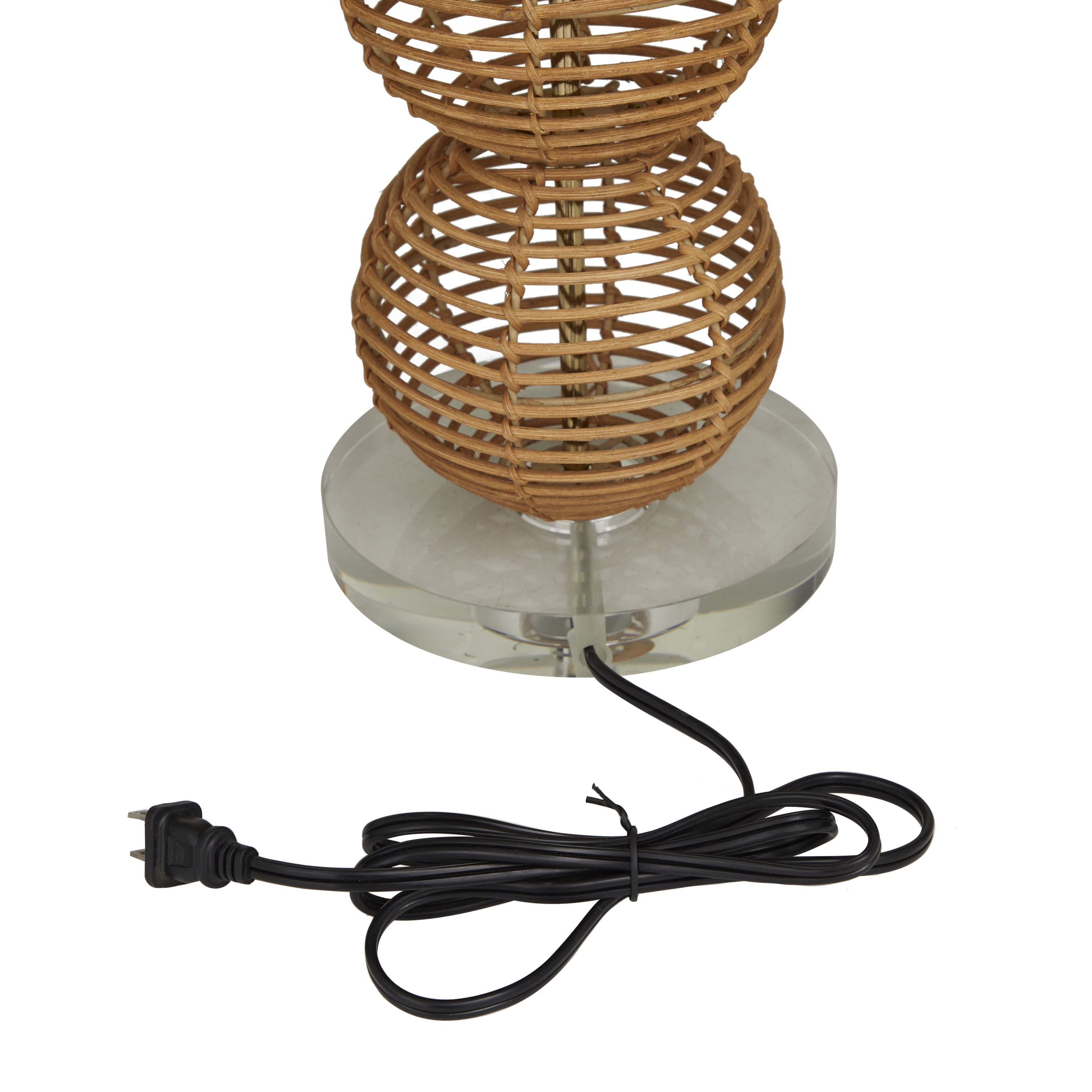 DecMode 29" Handmade Woven Orb Brown Table Lamp with White Microfiber Shade