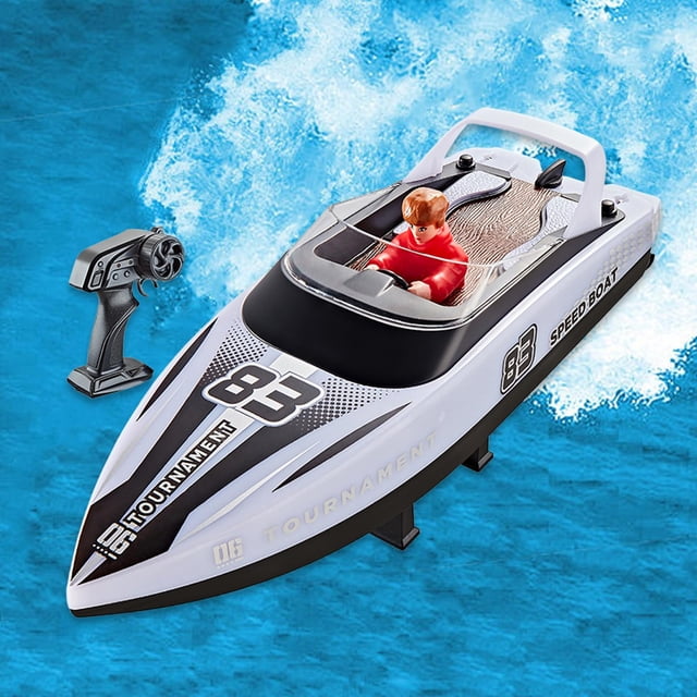 BELOVING Remote Control Boat 2.4GHz Control Gift Speedboat for River Pools Salt Water White