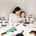 thumbnail image 4 of Homewish Cute Pet Dachshund Queen Comforter Set,Black Dog Paw Print Comforter Sets Queen,White,Polkadot Reversible,3pcs,1 Comforter and 2 Pillowcases, 4 of 7