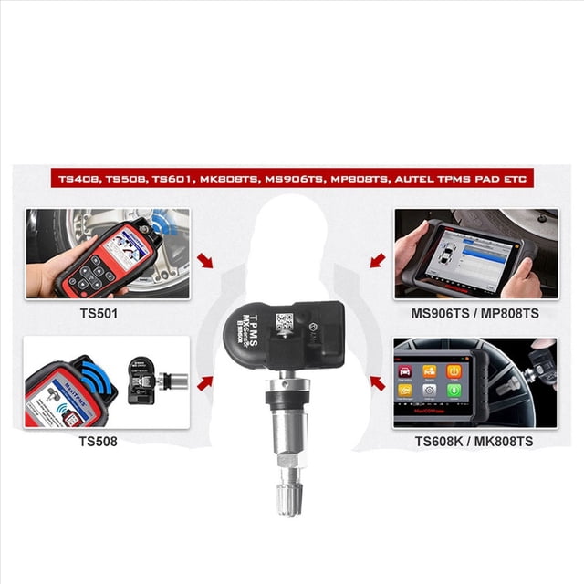 4 Pcs Capteur MX Programmable 315MHZ+433MHz Universel 2 en 1 Système de Surveillance de la Pression des Pneus Outil TPMS-program pour, 4 x Capteurs de Pression des Pneus Programmables, Noir