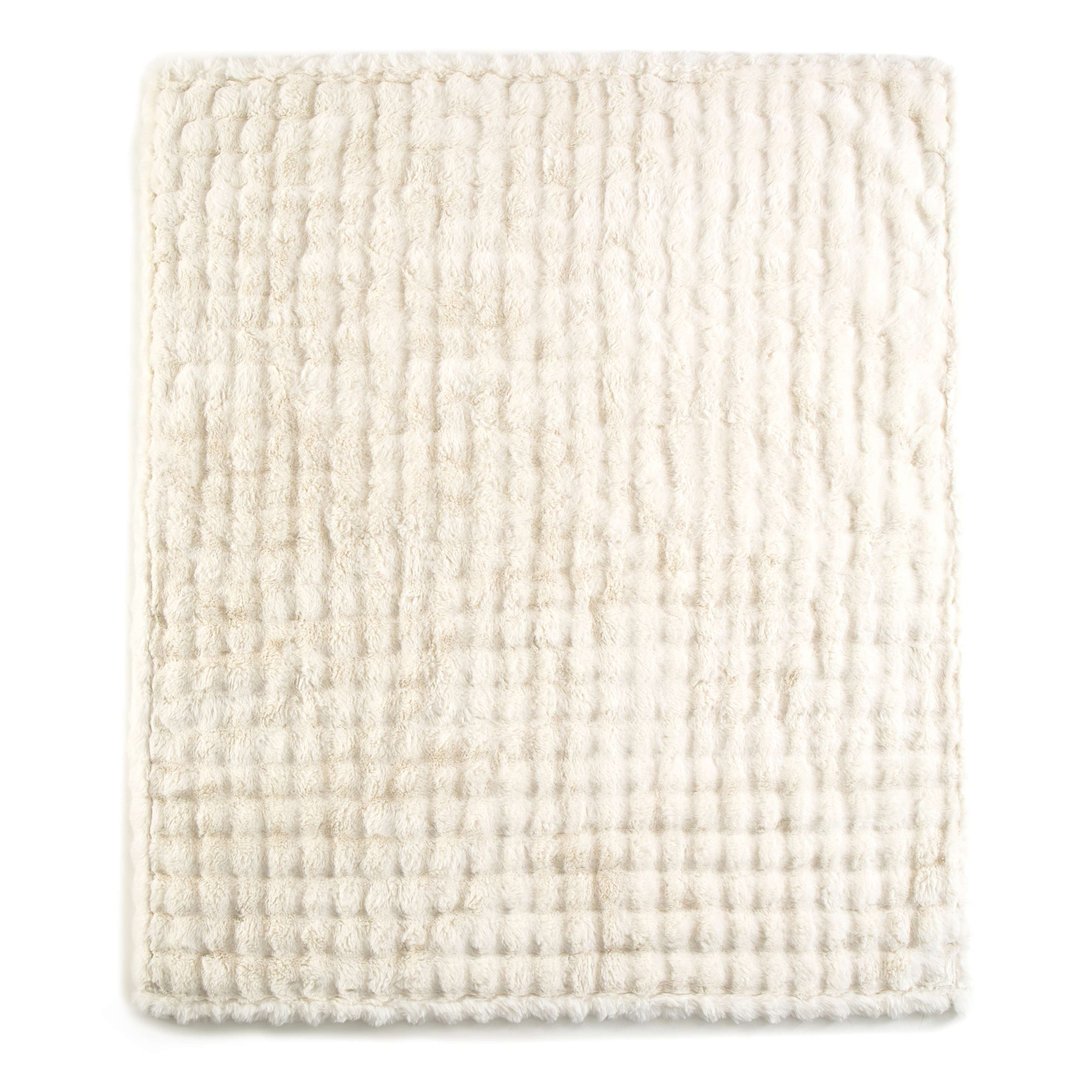 Ashford Home Cascade Ultra Fine Faux Fur Throw Blanket, Natural, 50 x 60 inches