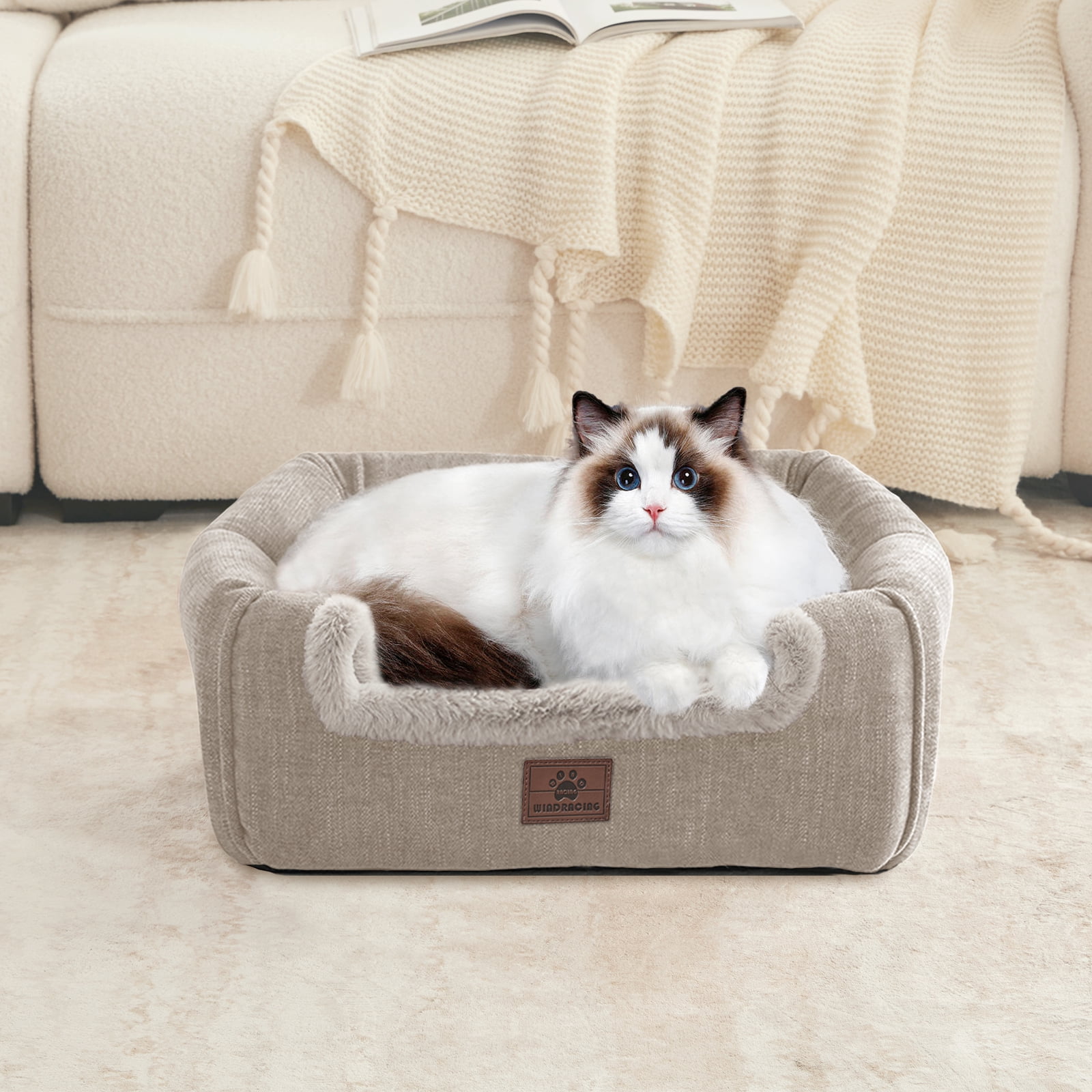Cat Bed for Indoor Cats - Cat Cave Bed Cat House Cat Tent with Removable Washable Cushioned Pillow