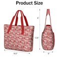 thumbnail image 3 of Tote Bag for Women - Red Christmas Patchwork Pattern Shoulder Bag - Large Utility Work Duffle Bag with Zipper Handbag for Travel, Work, Sprots, 3 of 5