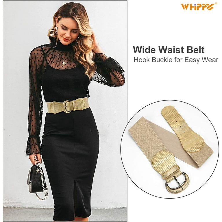 Whippy Women Elastic Wide Belt, Stretch Waist Belt for Dresses, Women's, Size: for Waist 26-30, Gold
