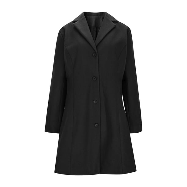 Wool Womens Coat, Solid Casual Thicken Wool Stand Collar Coat with