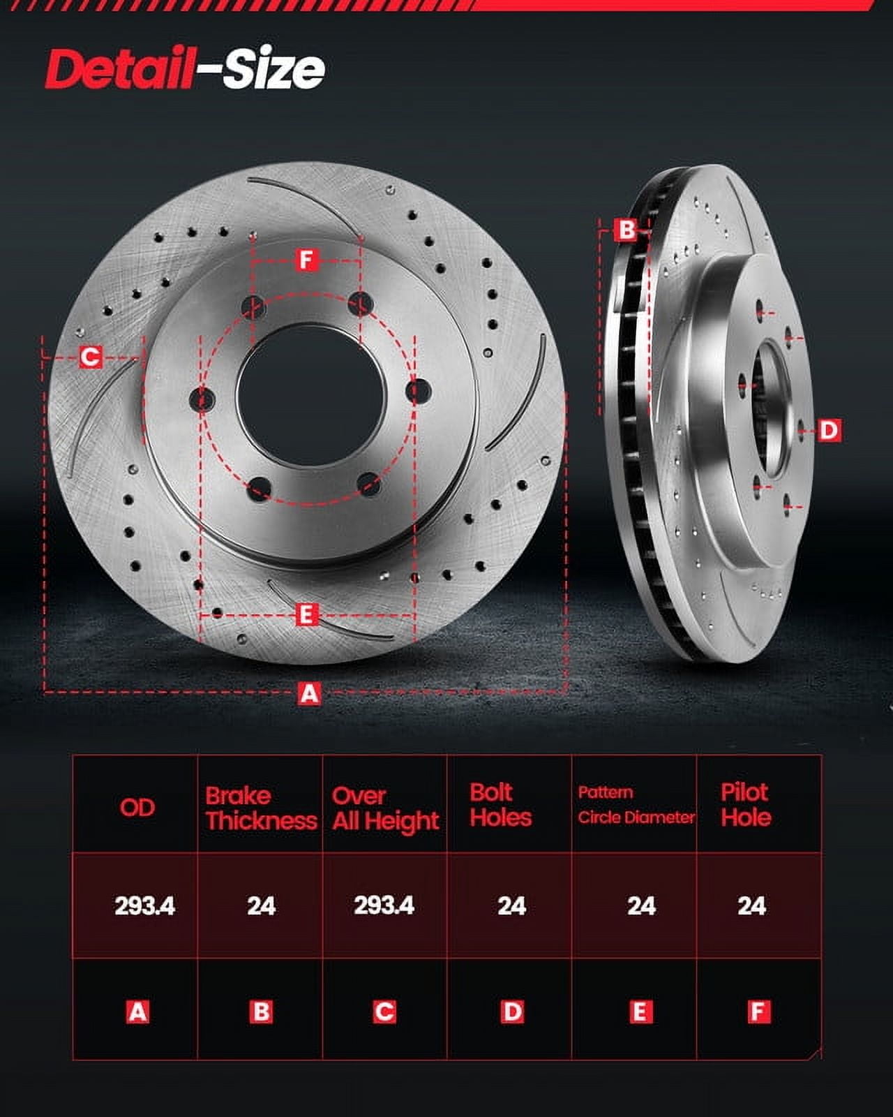Aurogenix Front Brake Kit, Compatible With Toyota Corolla 2009-2019 Matrix, Drilled Brake Rotors & Ceramic Brake Pads, 275mm 10.8in