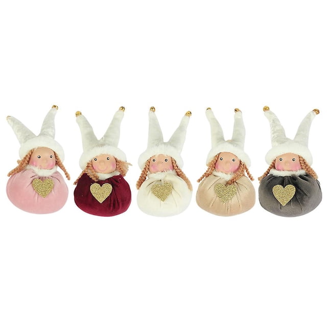 Decoración navideña de Ángel en forma de corazón para muñeca, colgante de árbol, puerta, adornos colgantes de pared para fiesta, decoración del hogar, 5 uds.