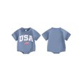 thumbnail image 3 of 4th of July Baby Rompers Infant Girls Boys Fuzzy Letter Flag Embroidery Crew Neck Short Sleeve Bodysuits Summer Jumpsuits, 3 of 10