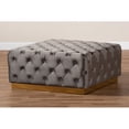 thumbnail image 4 of Verene Glam and Luxe Grey Velvet Fabric Upholstered Gold Finished Square Cocktail Ottoman, 4 of 5