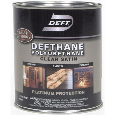 Deft Defthane Interior Exterior Clear Polyurethane Satin, Quart, This high solids oil based polyurethane is formulated for hard use areas By Deft
