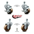 thumbnail image 2 of 3 Inch High Temp Phenolic Wheel Swivel ½ Inch Threaded Stem Caster Set 2 Brakes, 2 of 2