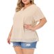 thumbnail image 4 of Blusas de mujer de tallas grandes Agnes Orinda con puntos suizos, de manga corta y cuello con muesca, primavera verano 5X beige, 4 of 6