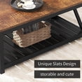 thumbnail image 5 of Farmhouse Coffee Table, Rustic Vintage Living Room Table with Shelf, 40 Black, 5 of 16
