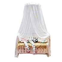 AUQ Bed Canopy Luminescent Star Ornament Bed Canopy for Girls Air Permeable Mosquito Repelling Canopy Bed Curtains White