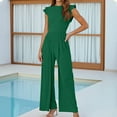thumbnail image 2 of Women's Summer Jumpsuit Casual Dressy Romper Round Neck Pure Color Outfit for Daily Wear and, 2 of 2
