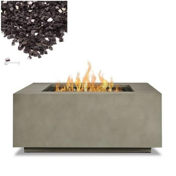 Home Square 2-Piece Set with Fire Table with Conversion Kit & Glass