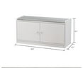 thumbnail image 7 of Drevy Wood Shoe Storage Bench with Cushion Seat, 2 Doors & 4 Storage Compartments, Entryway Shoe Rack Bench for Bedroom, Hallway, White and Grey (35.8”L x 13.7”W x 18.1”H), 7 of 7