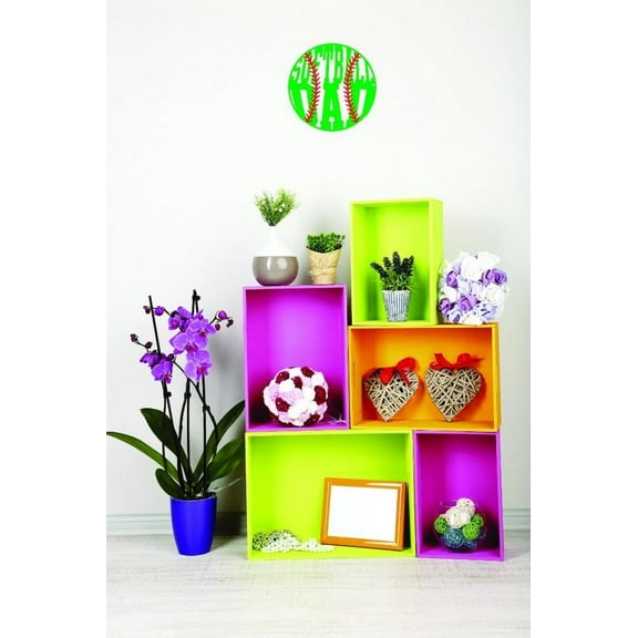 Custom Decals Softball Dad Wall Art Size: 16 X 16 Inches Color: Multi