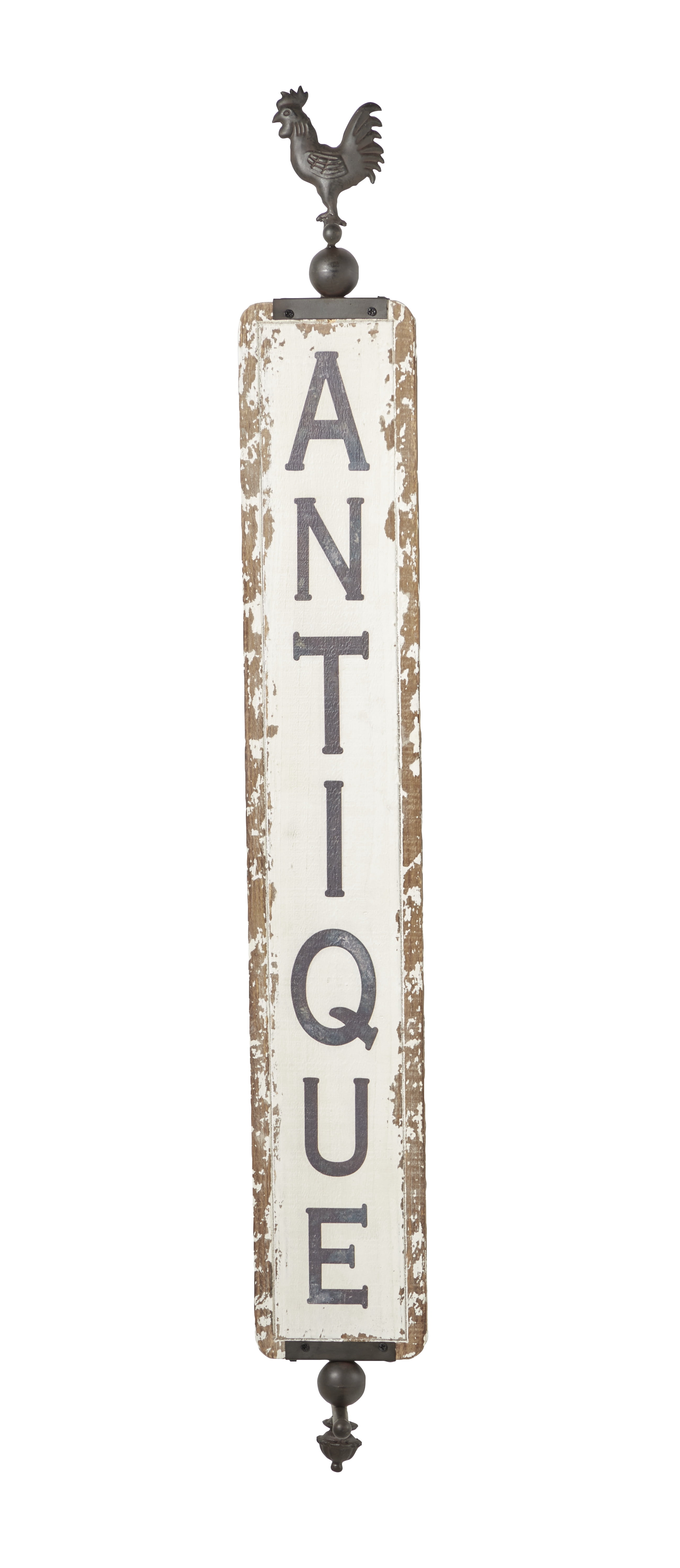 Decmode Rustic Distressed White Wood And Metal Wall Décor 15" x 53"