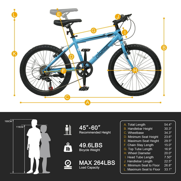 Ktaxon 20in Mountain Bike 7 Speed with Steel Frame, V Brake, Blue