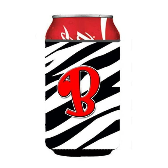 Letter B Initial Monogram - Zebra Red Can Or Bottle Hugger