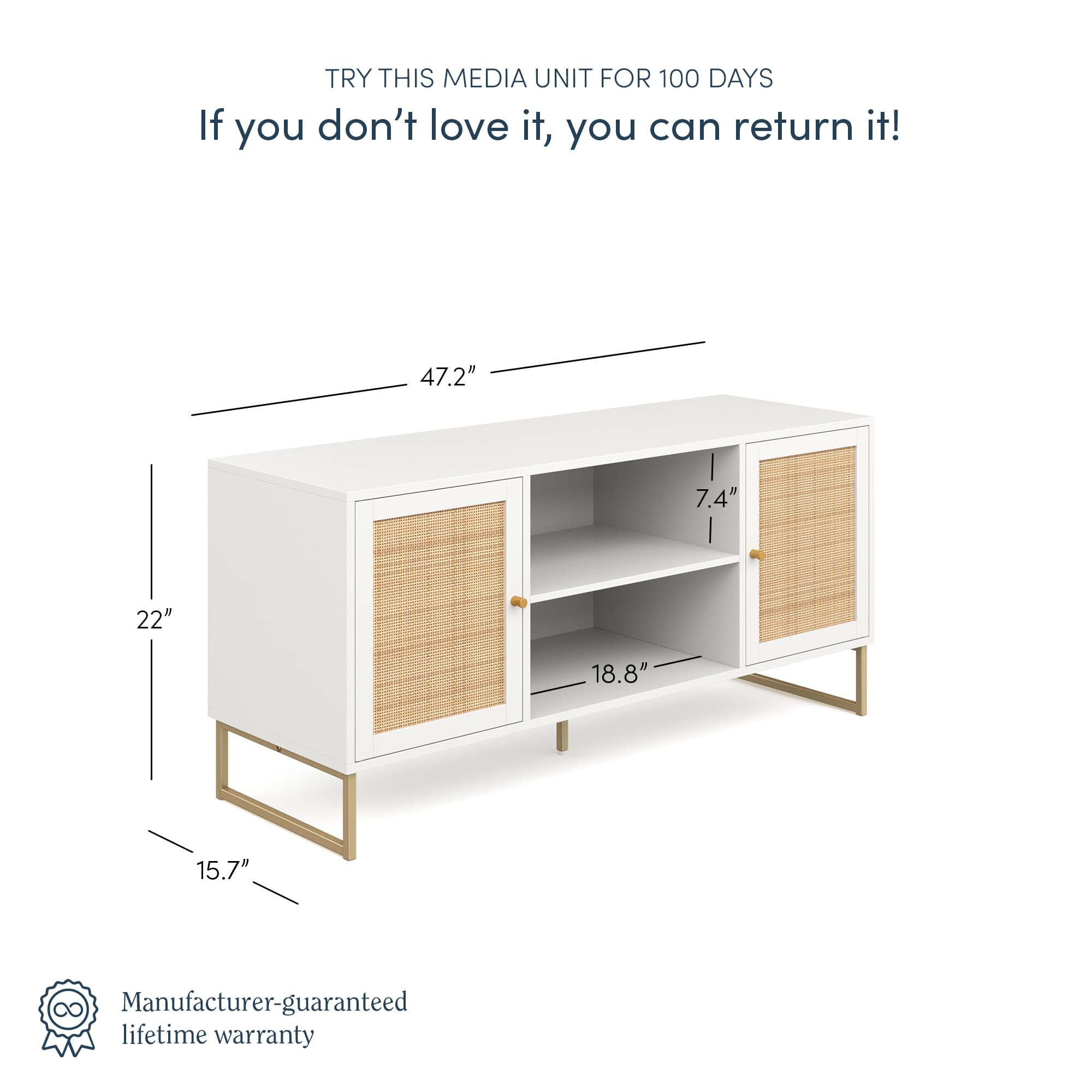 mina mina campNatural　Signature　ラック Nathan James Mina TV Stand with Doors for TVs up to 55